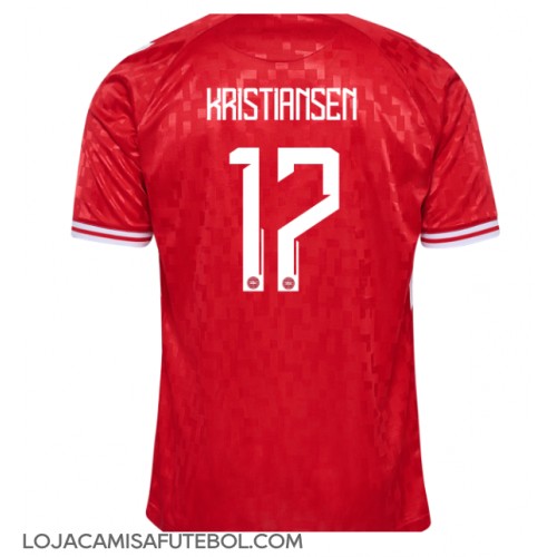 Camisa de Futebol Dinamarca Victor Kristiansen #17 Equipamento Principal Europeu 2024 Manga Curta